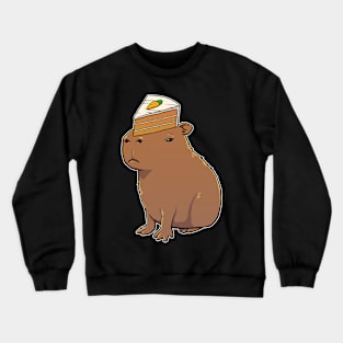 Capybara with Carrot Cake on its head Crewneck Sweatshirt